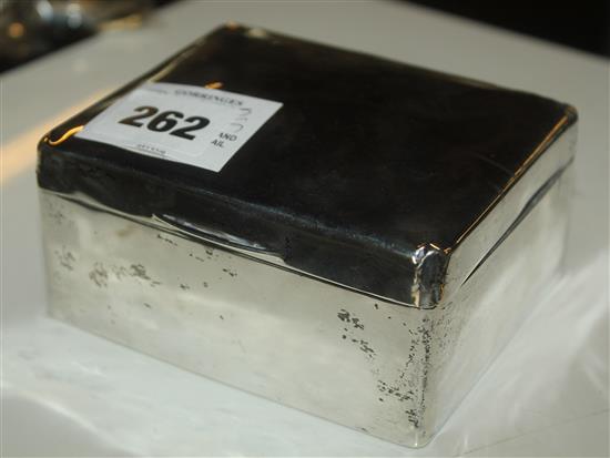 Silver cigarette box and a swizzle stick and pencil(-)
